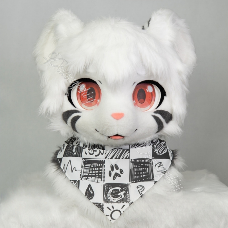 Face Scarf Mask - Cartoon Graffiti Checkered Fursuit Bandana Bib