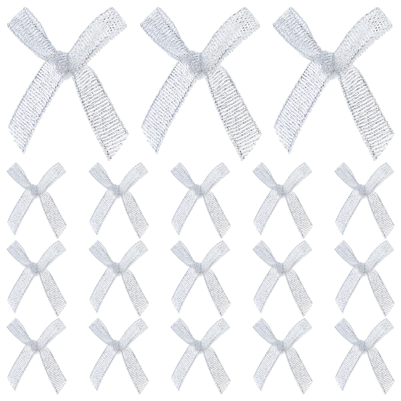 Bow Tie Pre Tied - 100Pcs Silver Small Pre-Tied Satin Bows