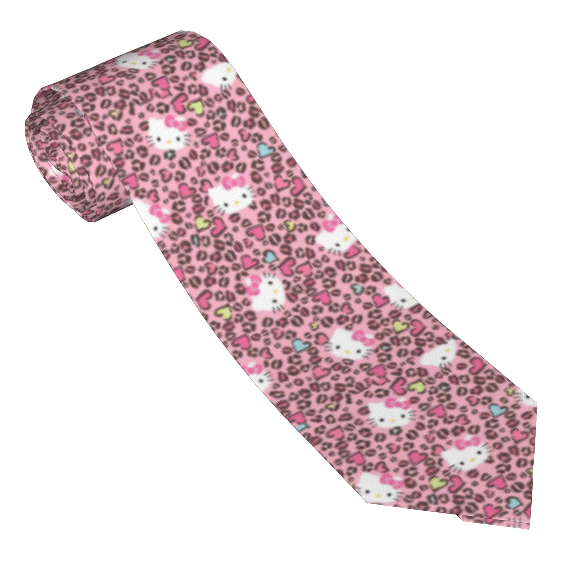 Skinny Tie Men - Hello Kitty Leopard Neckties Unisex Polyester