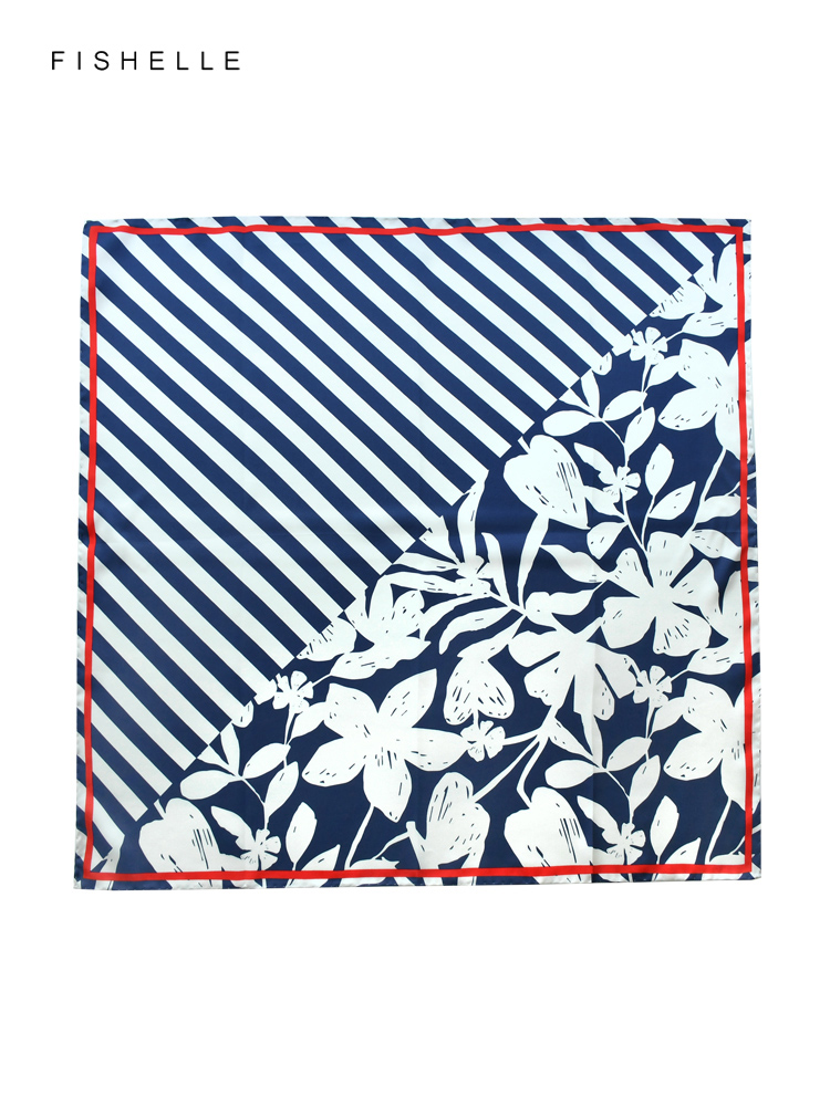 Blue white striped flower prin - Silk Tie Striped บทวิจารณ์และราคา