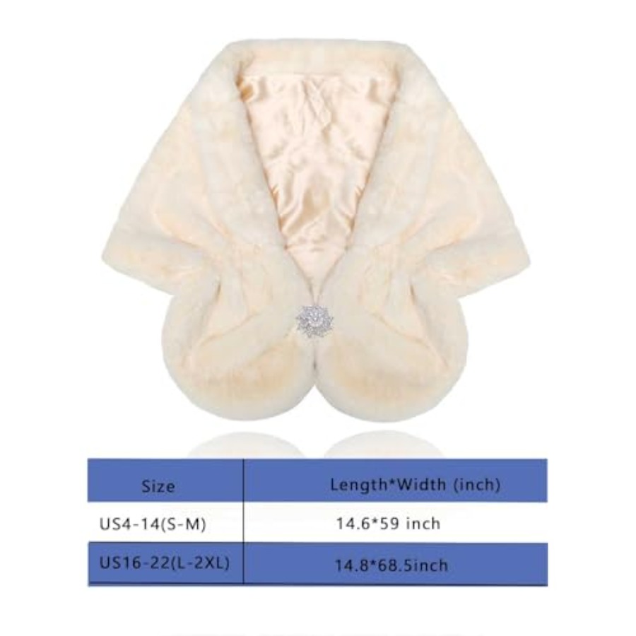 Aukmla Women's Wedding Fur Wra - Stole Wedding Shawl บทวิจารณ์และราคา