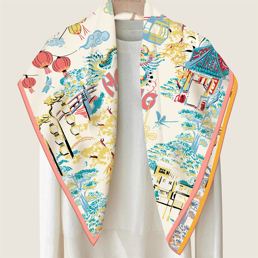 90CMTwill Silk Scarf Women Dou - Scarf Silk Square บทวิจารณ์และราคา