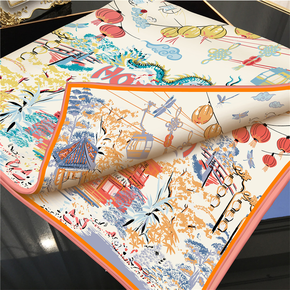 90CMTwill Silk Scarf Women Dou - Scarf Silk Square บทวิจารณ์และราคา