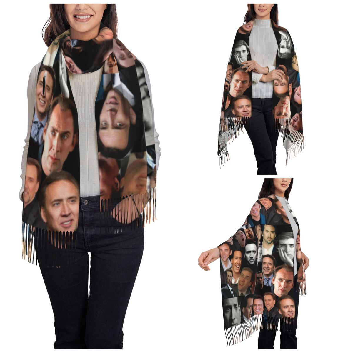 Nicolas Cage Colllage Shawl Wr - Pashmina Wrap Large บทวิจารณ์และราคา