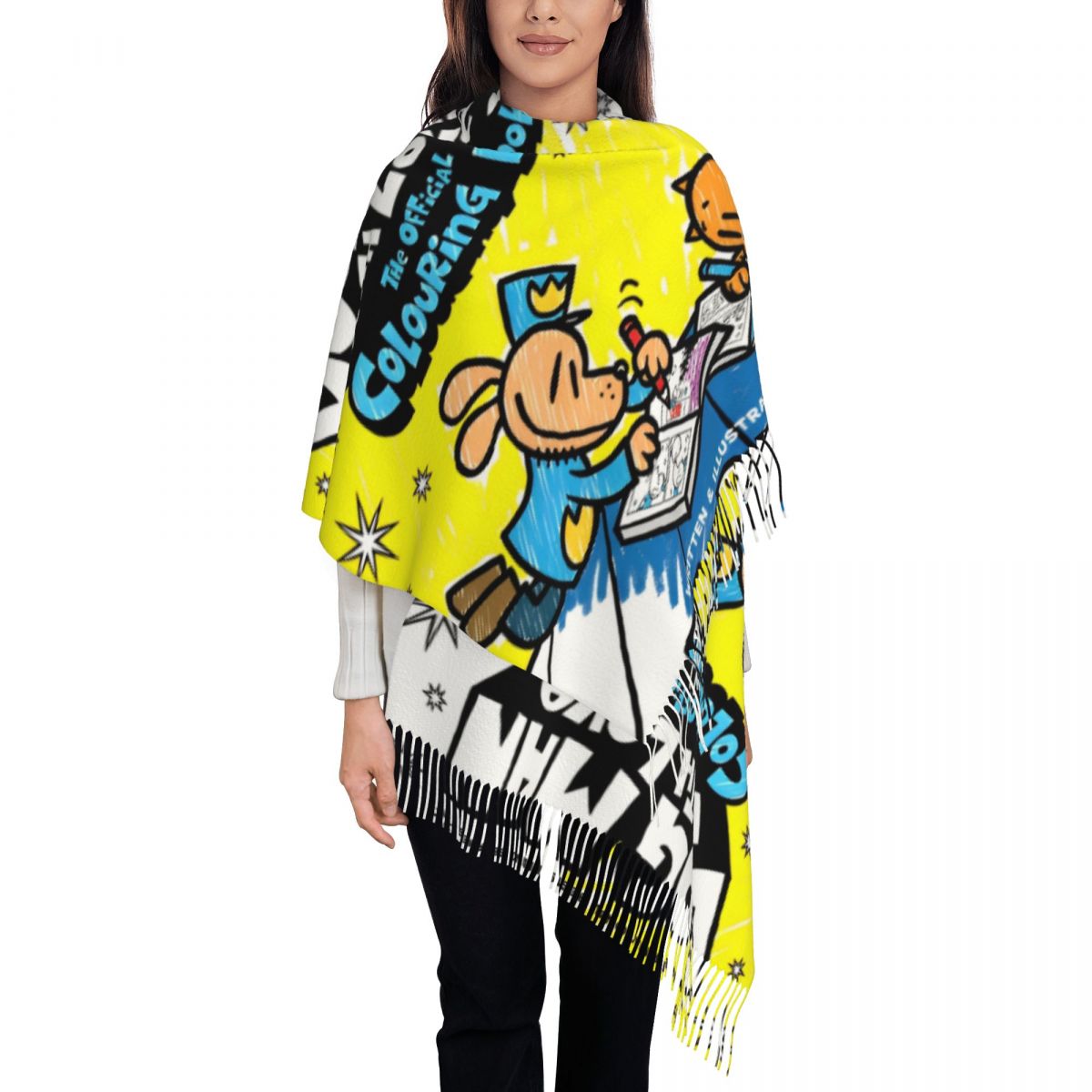 Womens Tassel Scarf Dog Man Do - Pashmina Wrap Large บทวิจารณ์และราคา