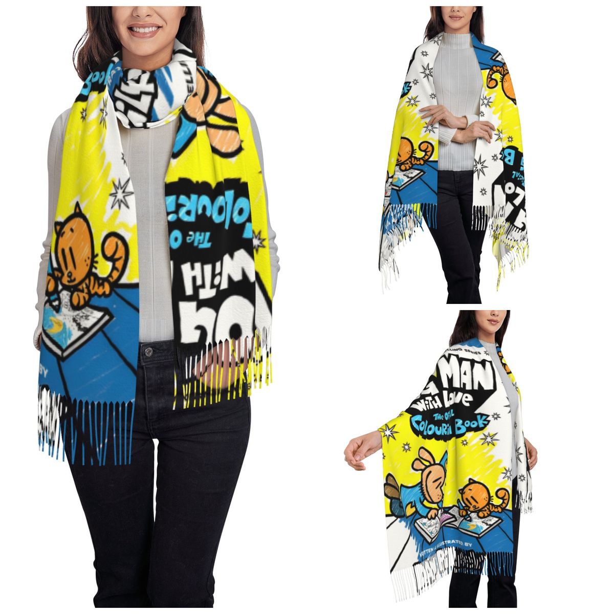Womens Tassel Scarf Dog Man Do - Pashmina Wrap Large บทวิจารณ์และราคา