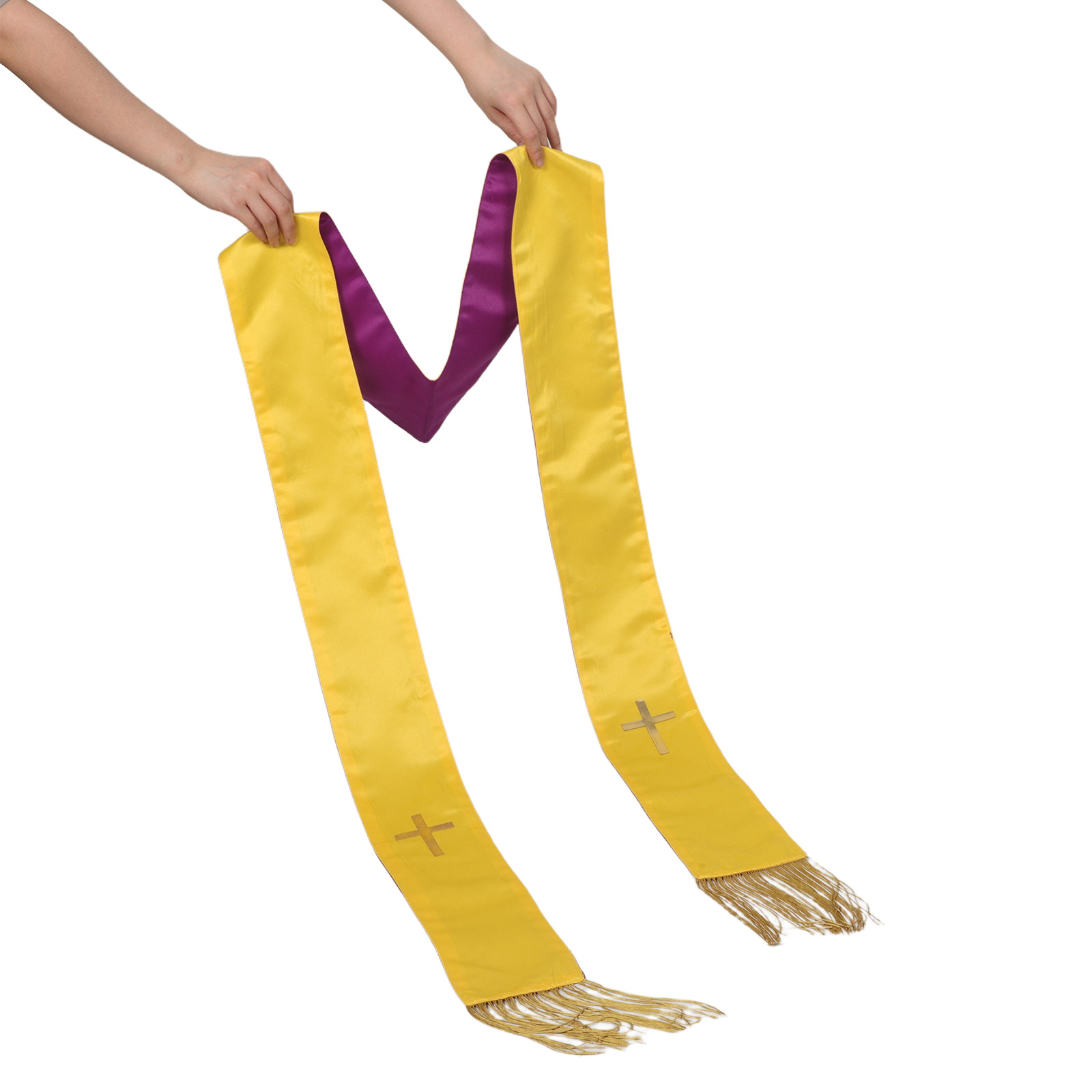 Dual Color Purple Gold Reversi - Stole Wedding Shawl บทวิจารณ์และราคา