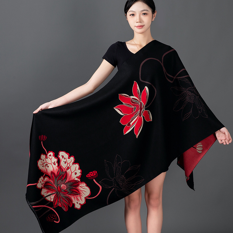 Women Winter Shawl Cashmere Sc - Woven Scarf Blanket บทวิจารณ์และราคา