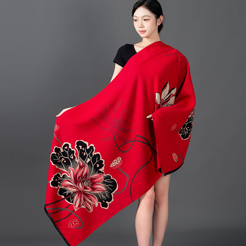 Women Winter Shawl Cashmere Sc - Woven Scarf Blanket บทวิจารณ์และราคา
