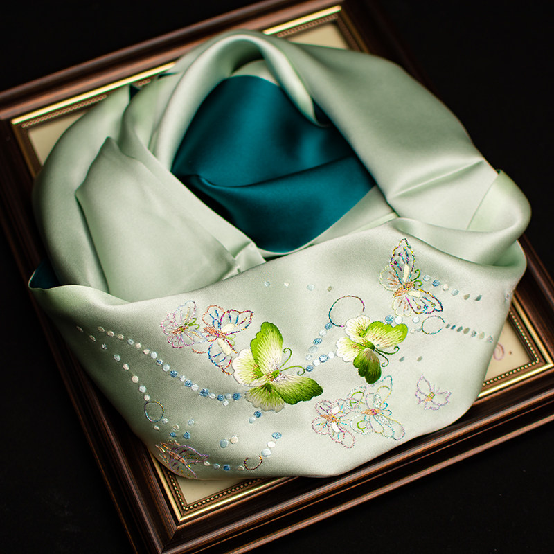 Pure Silk Suzhou Embroidery Sc - Silk Neck Scarf บทวิจารณ์และราคา