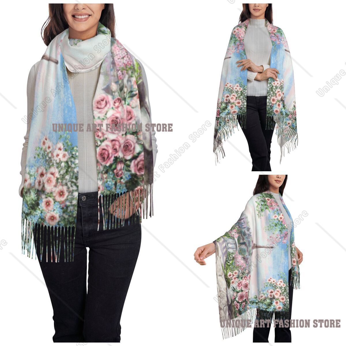 Oil Painting France Paris Eiff - Pashmina Wrap Large บทวิจารณ์และราคา