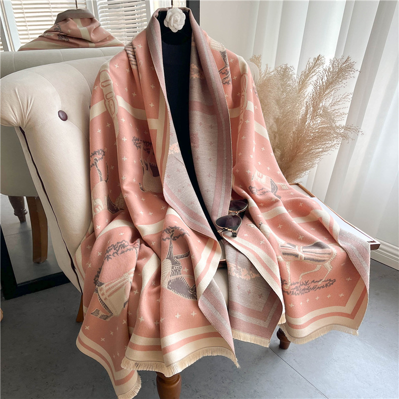 Luxury Horse Print Thick Cashm - Woven Scarf Blanket บทวิจารณ์และราคา
