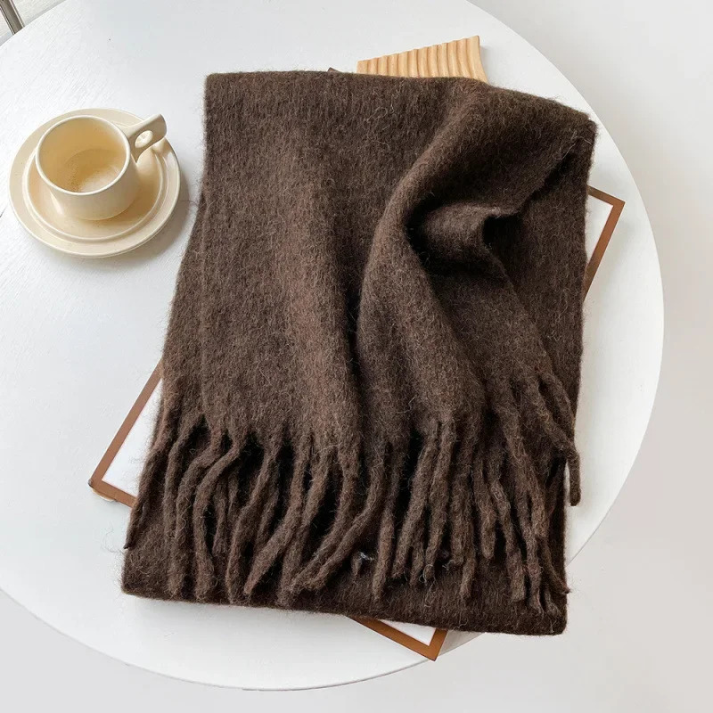 Scarf Lady Autumn Winter Solid - Muffler Men Wool บทวิจารณ์และราคา