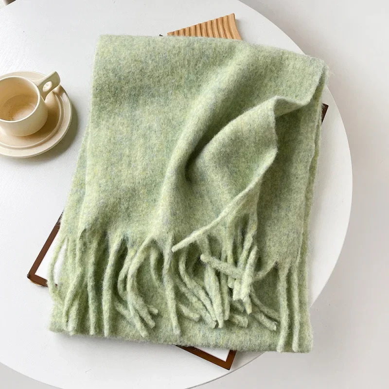 Scarf Lady Autumn Winter Solid - Muffler Men Wool บทวิจารณ์และราคา