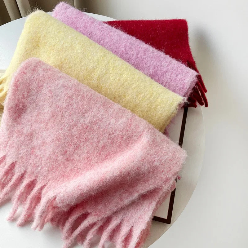 Scarf Lady Autumn Winter Solid - Muffler Men Wool บทวิจารณ์และราคา