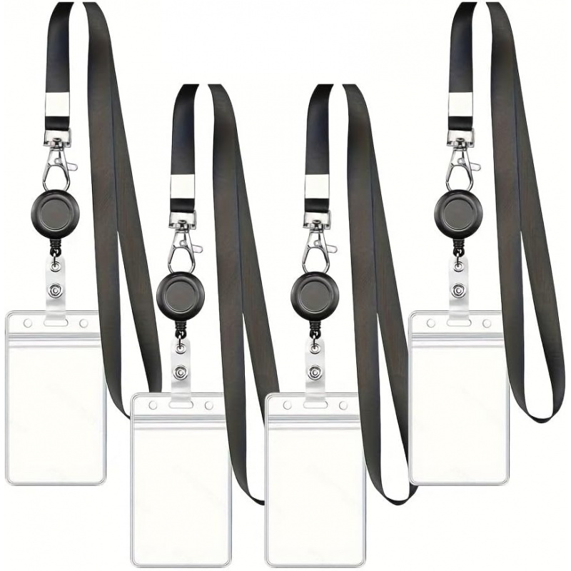 4PCS Lanyard Black Retractable - Lanyard Badge Holder บทวิจารณ์และราคา