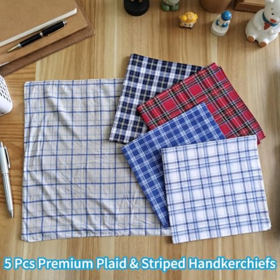5 Pack Soft Cotton Handkerchie - Handkerchief Cotton Men บทวิจารณ์และราคา