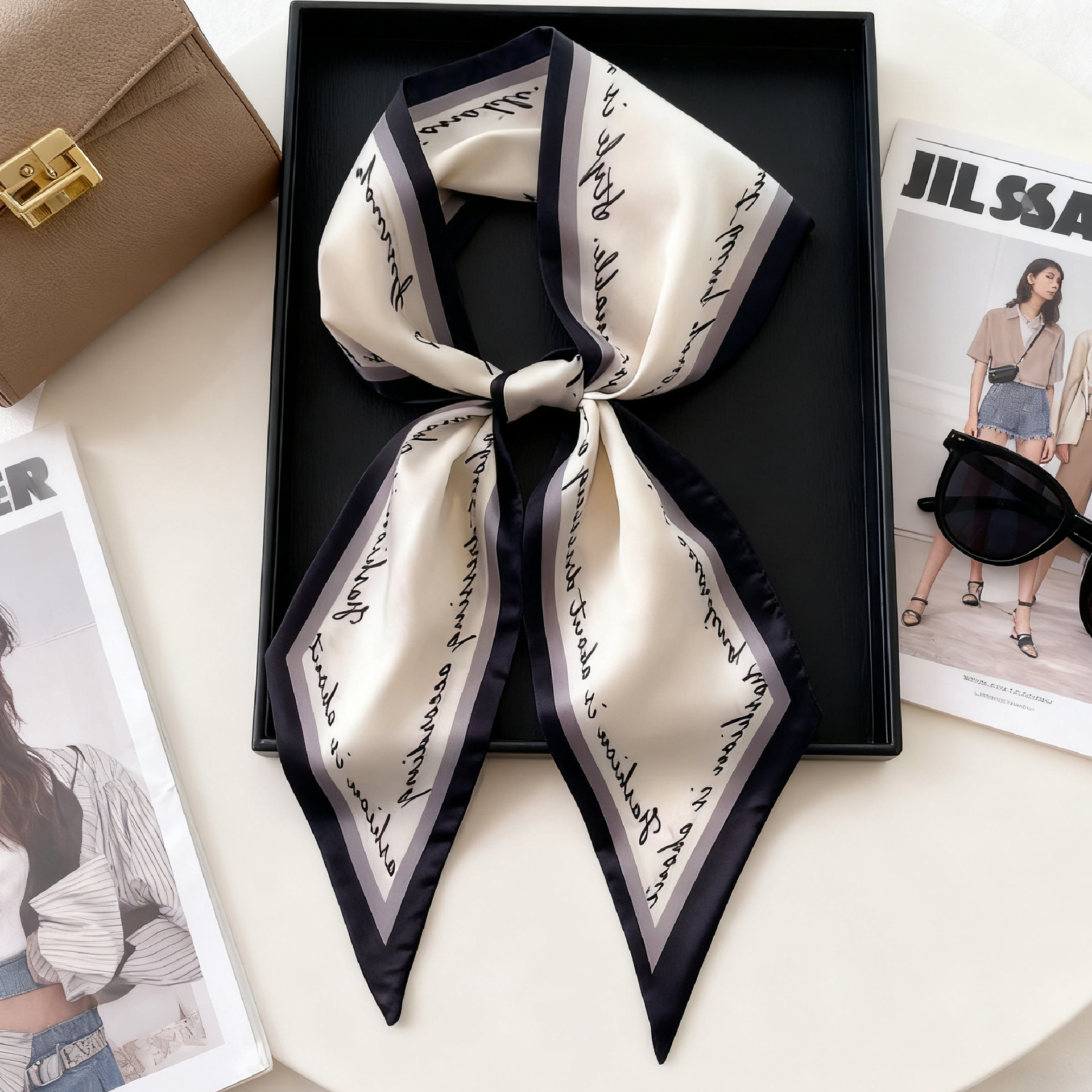 Luxury Long Neckerchief Skinny - Ascot Neck Scarf บทวิจารณ์และราคา