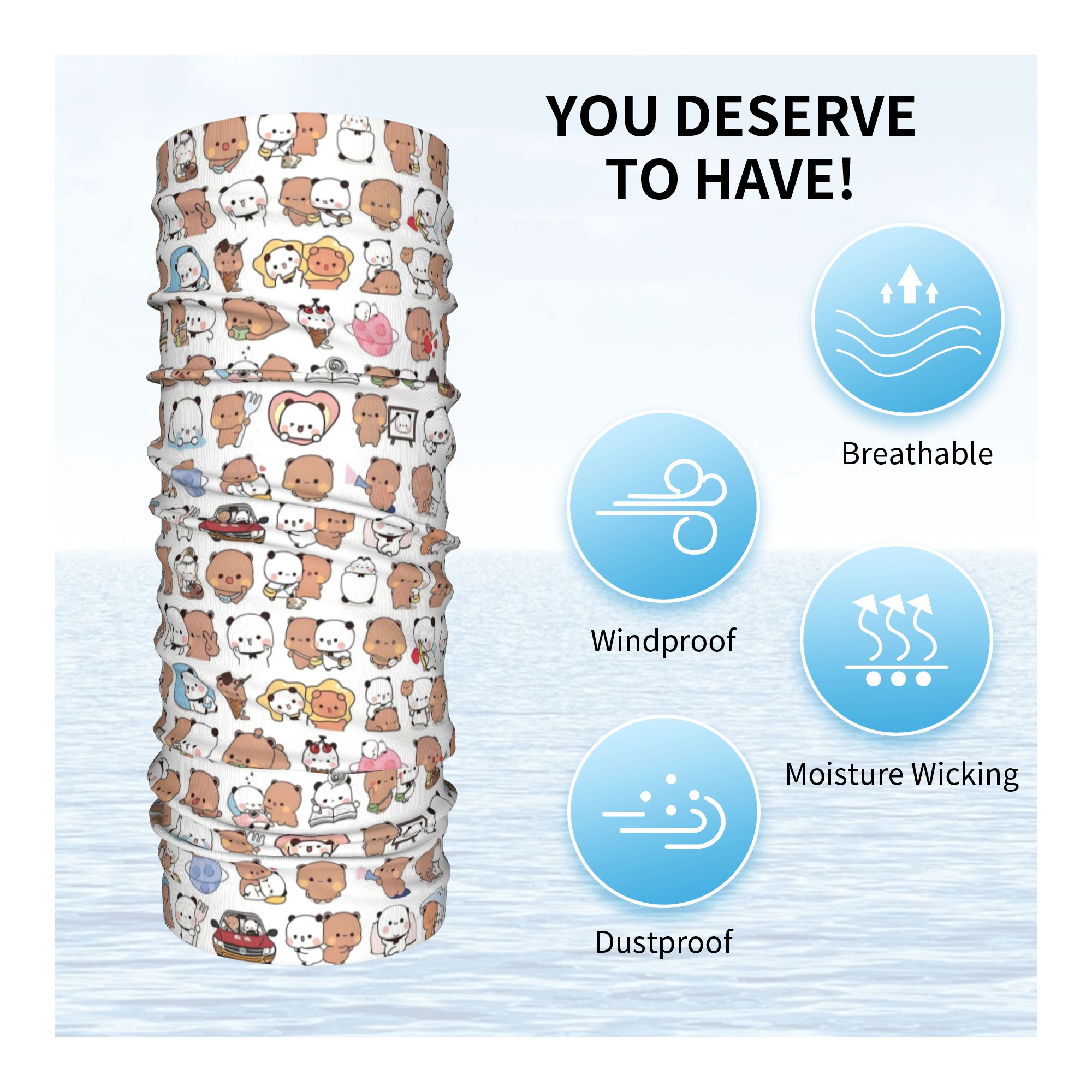 Custom Bear Cartoon Peach And  - Neck Warmer Tube บทวิจารณ์และราคา