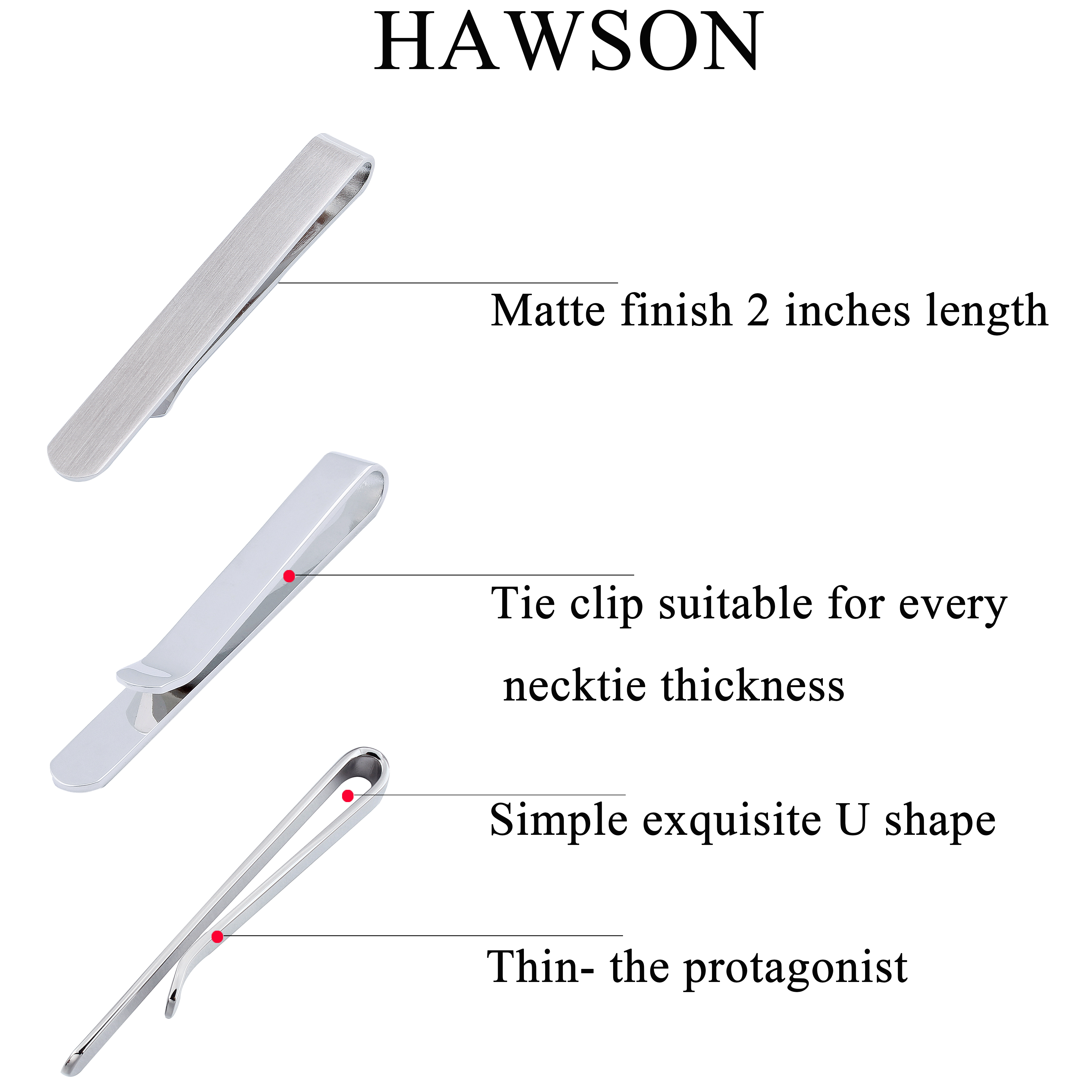 HAWSON 4pcs Skinny Tie Clip fo - Tie Bar Set Gift บทวิจารณ์และราคา