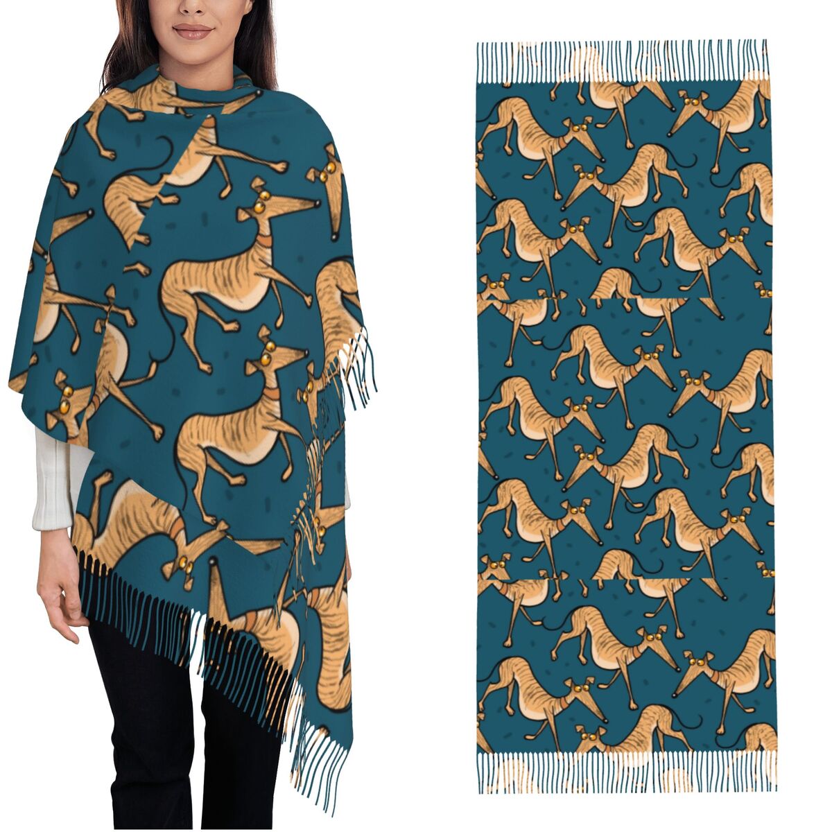 Greyhound Whippet Lurcher Dog  - Pashmina Wrap Large บทวิจารณ์และราคา