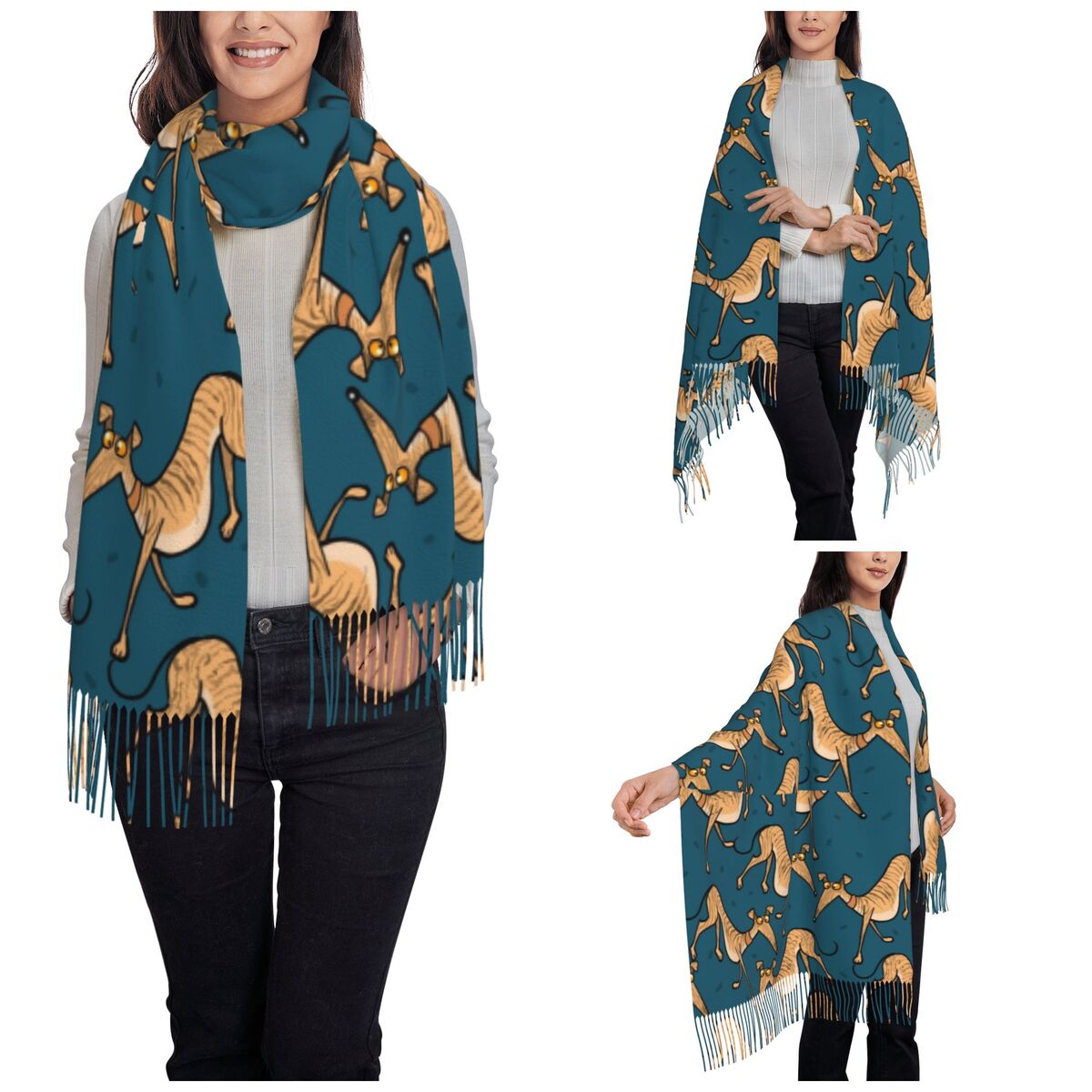 Greyhound Whippet Lurcher Dog  - Pashmina Wrap Large บทวิจารณ์และราคา