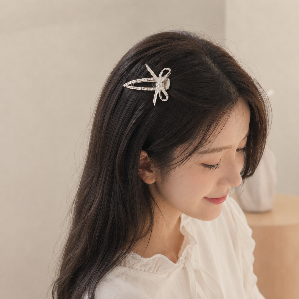 Y2K Bow Hair Clip Silver Alloy - Tie Clip Silver บทวิจารณ์และราคา