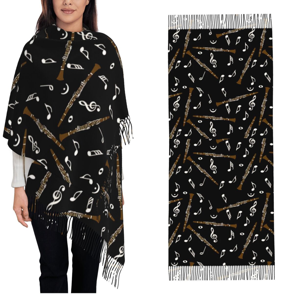 Womens Scarf with Tassel Clari - Pashmina Wrap Large บทวิจารณ์และราคา