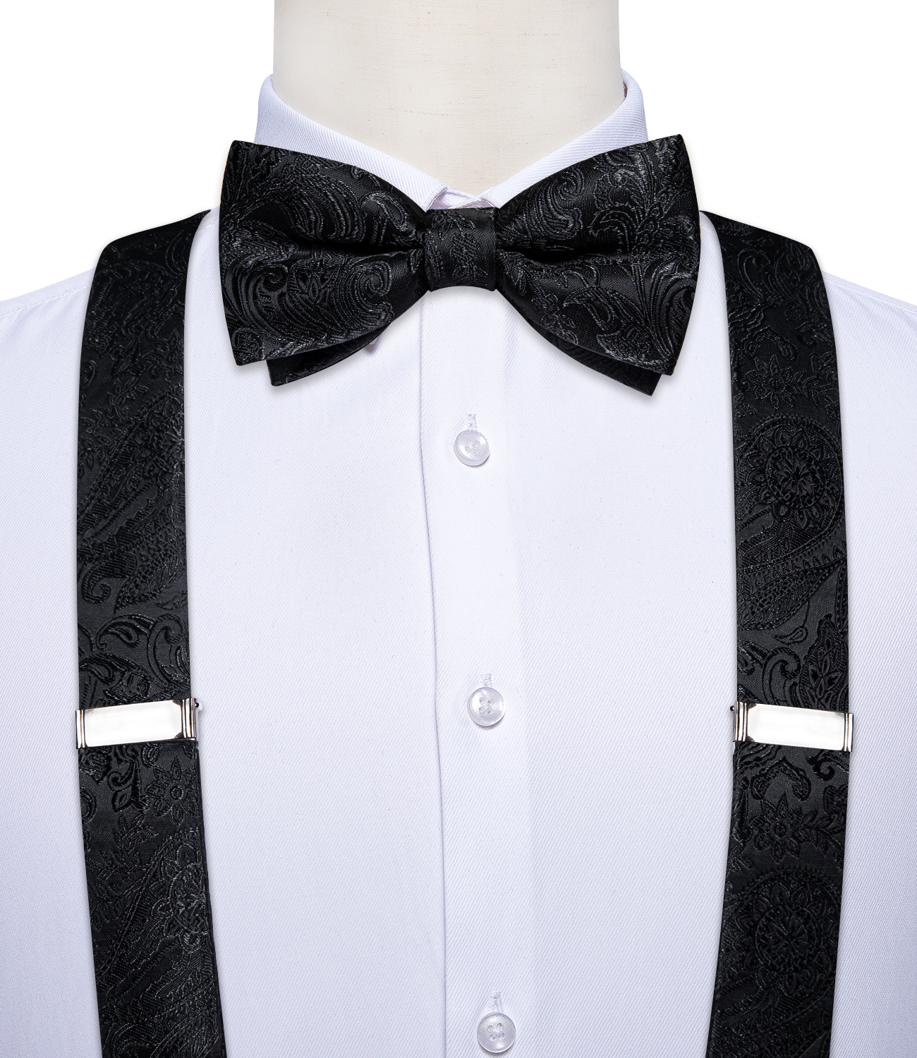 Men's Black Adjustable Suspend - Bow Tie Pre Tied บทวิจารณ์และราคา