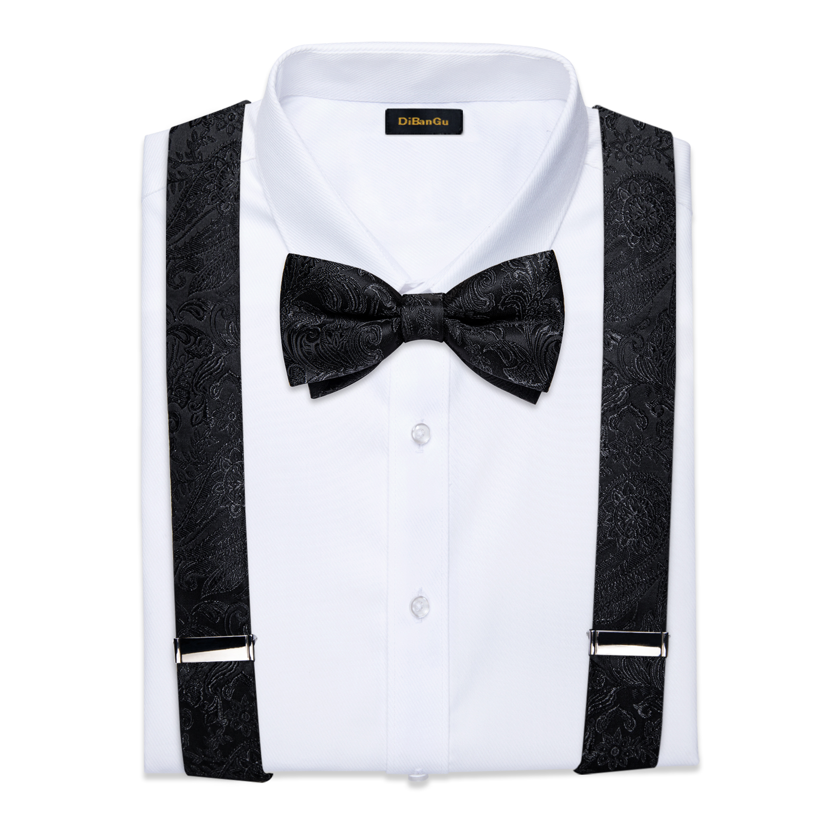 Men's Black Adjustable Suspend - Bow Tie Pre Tied บทวิจารณ์และราคา