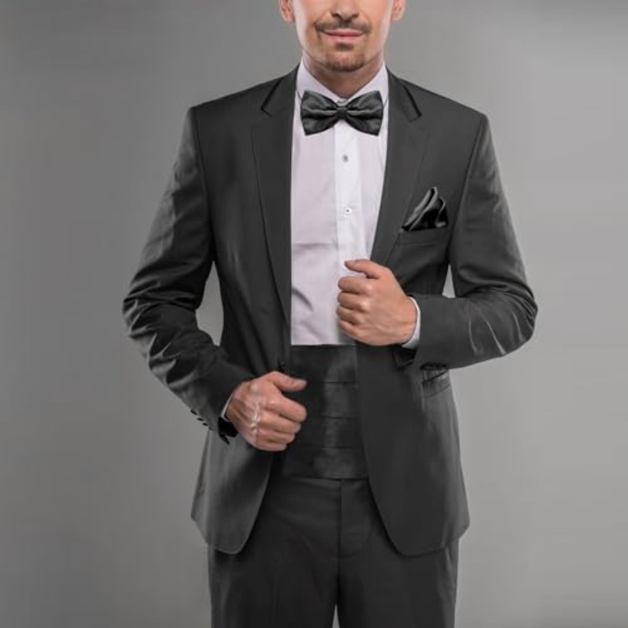 Black Men's Adjustable Cummerb - Bow Tie Pre Tied บทวิจารณ์และราคา