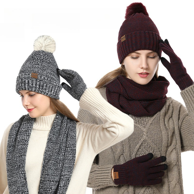 Women Winter 3Pcs Fleece Lined - Infinity Scarf Knit บทวิจารณ์และราคา