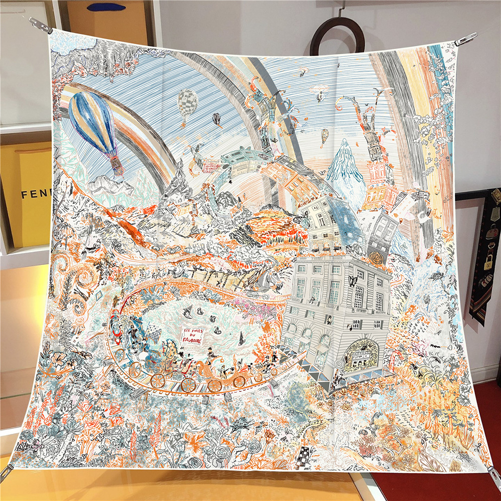 New 90cm Luxury Brand Square S - Scarf Silk Square บทวิจารณ์และราคา