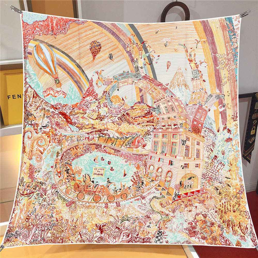 New 90cm Luxury Brand Square S - Scarf Silk Square บทวิจารณ์และราคา