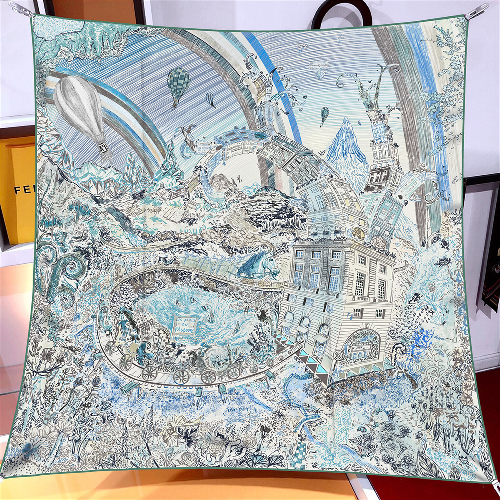 New 90cm Luxury Brand Square S - Scarf Silk Square บทวิจารณ์และราคา