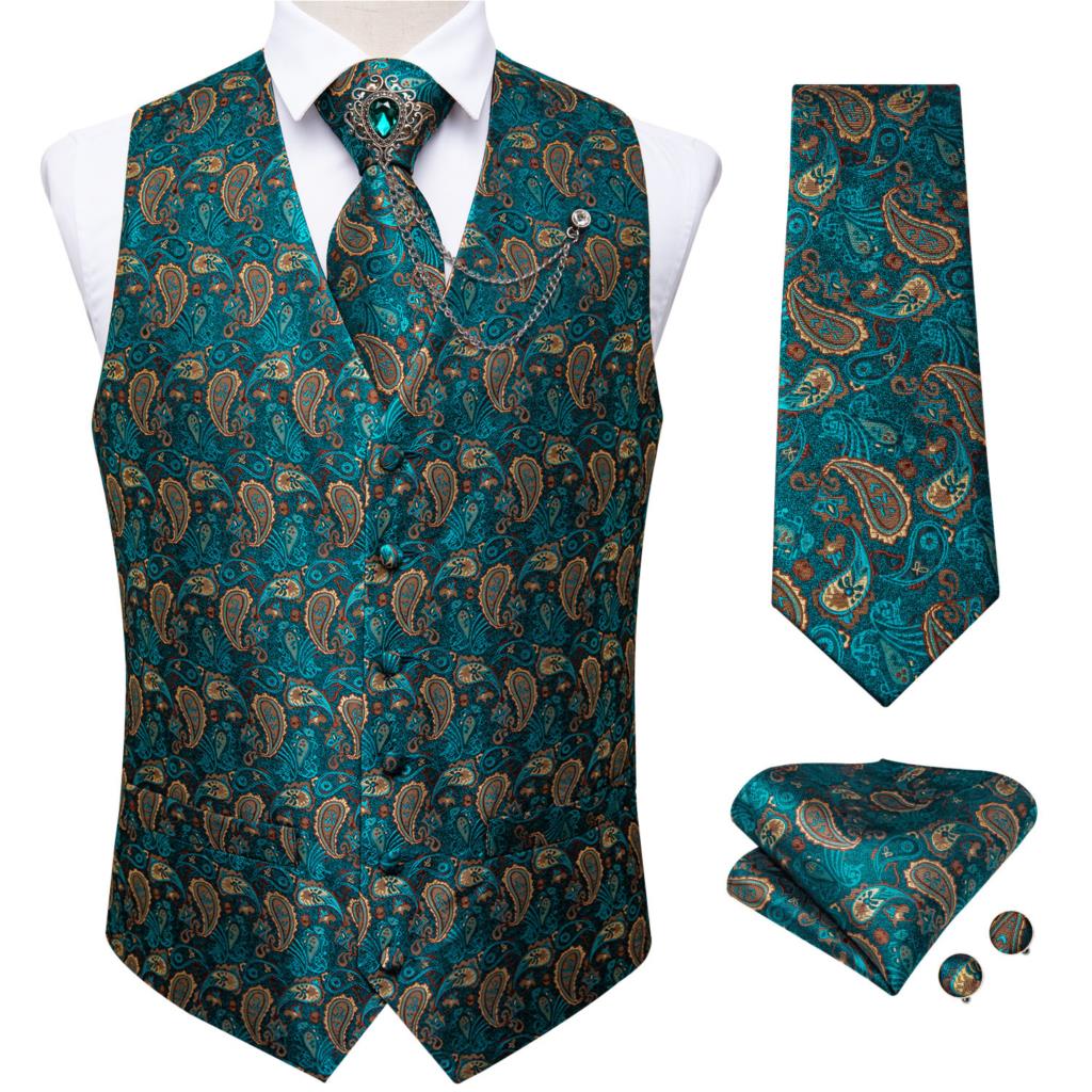 New Teal Green Paisley Formal  - Pocket Square Set บทวิจารณ์และราคา