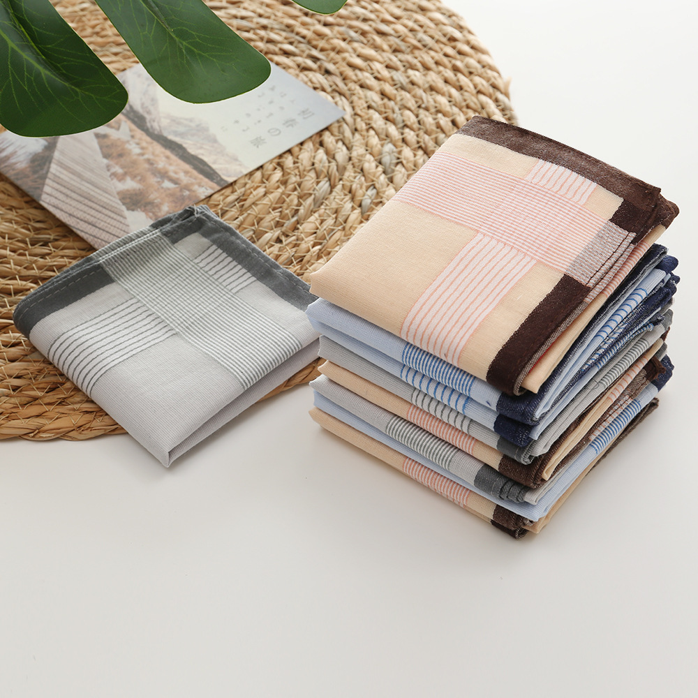 12Pcs 100% Cotton Yarn Dyed Ha - Handkerchief Cotton Men บทวิจารณ์และราคา