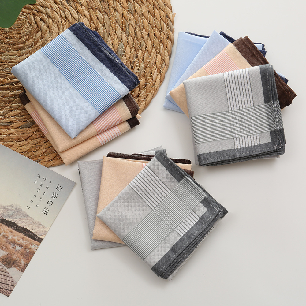 12Pcs 100% Cotton Yarn Dyed Ha - Handkerchief Cotton Men บทวิจารณ์และราคา