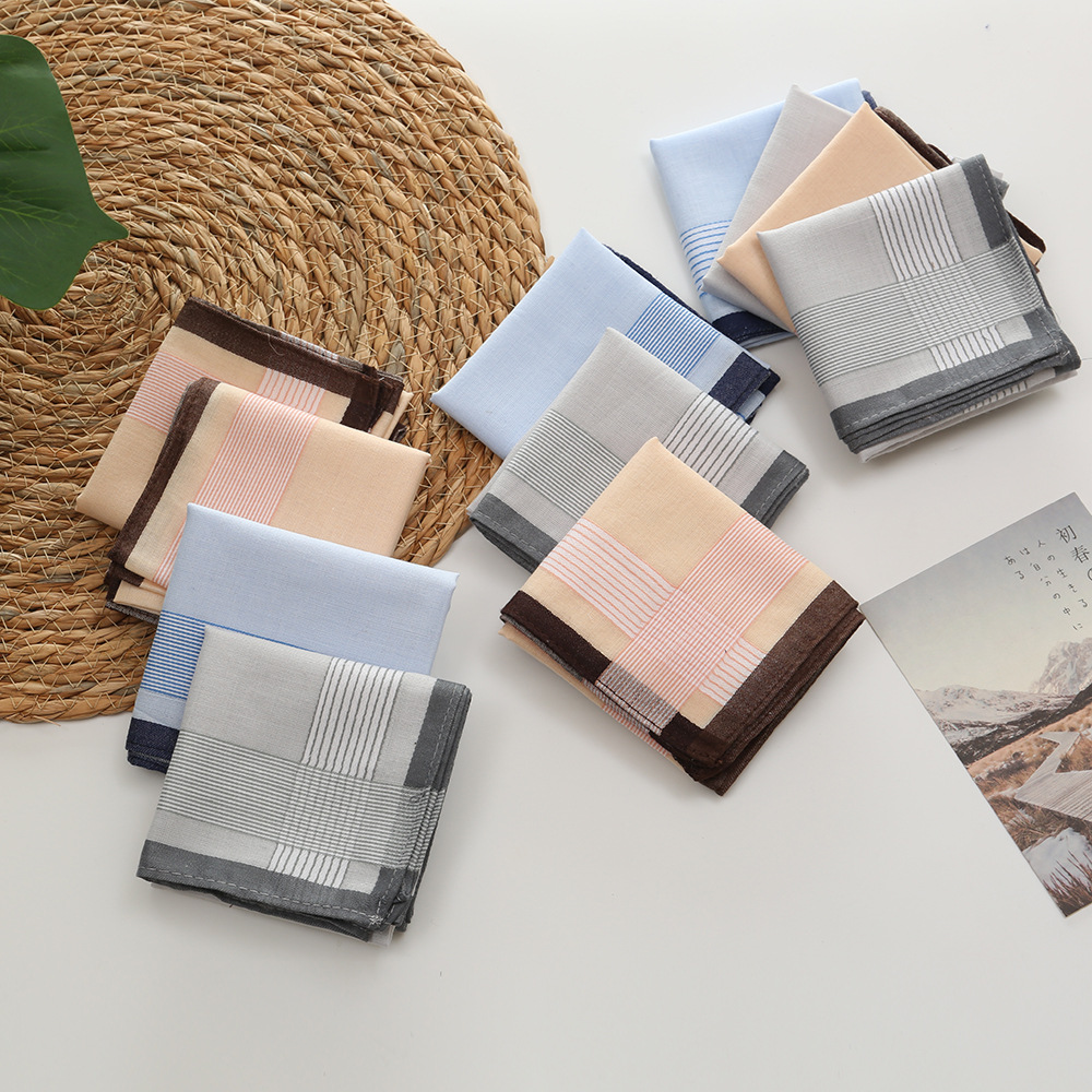 12Pcs 100% Cotton Yarn Dyed Ha - Handkerchief Cotton Men บทวิจารณ์และราคา