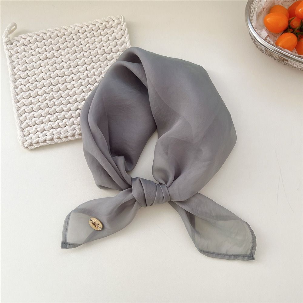 Retro Solid Color Small Square - Scarf Silk Square บทวิจารณ์และราคา