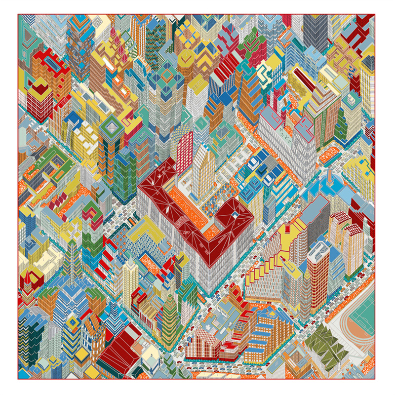 Silk Scarf Women Magic City Pr - Scarf Silk Square บทวิจารณ์และราคา