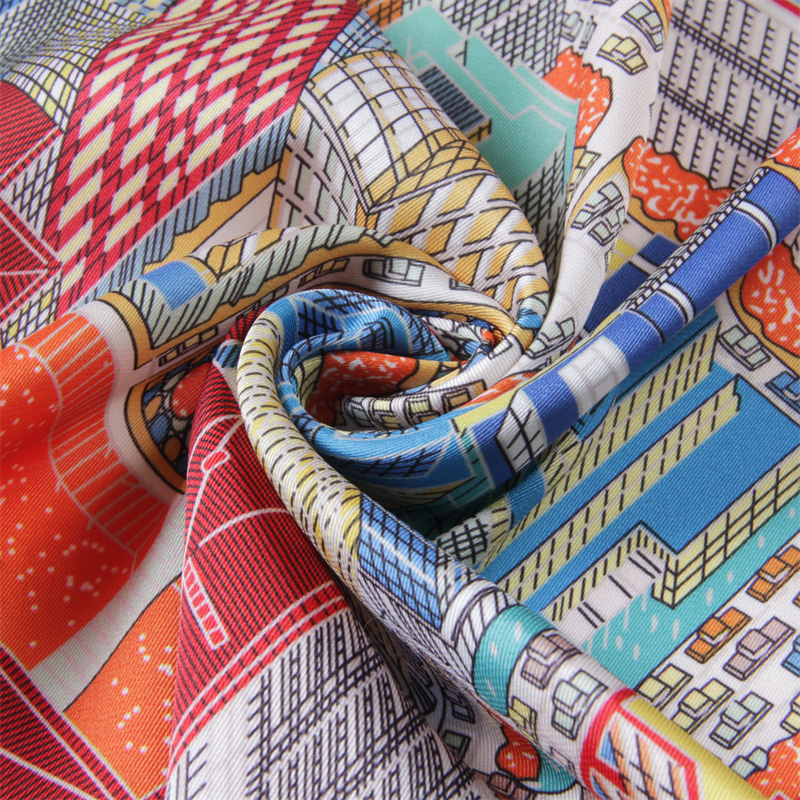 Silk Scarf Women Magic City Pr - Scarf Silk Square บทวิจารณ์และราคา