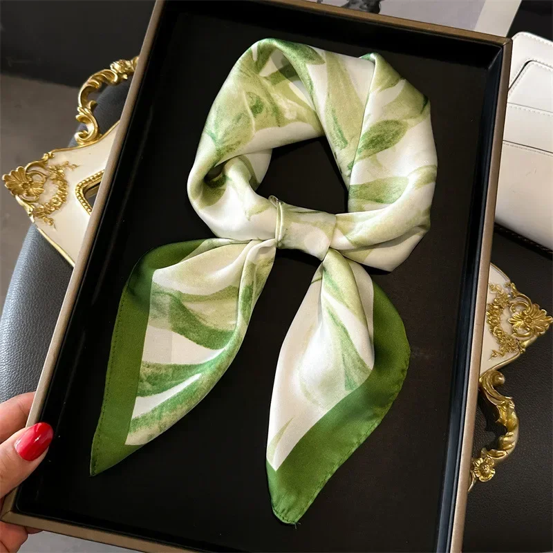 Floral Silk Imitation Scarf fo - Silk Neck Scarf บทวิจารณ์และราคา