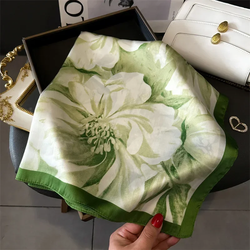 Floral Silk Imitation Scarf fo - Silk Neck Scarf บทวิจารณ์และราคา