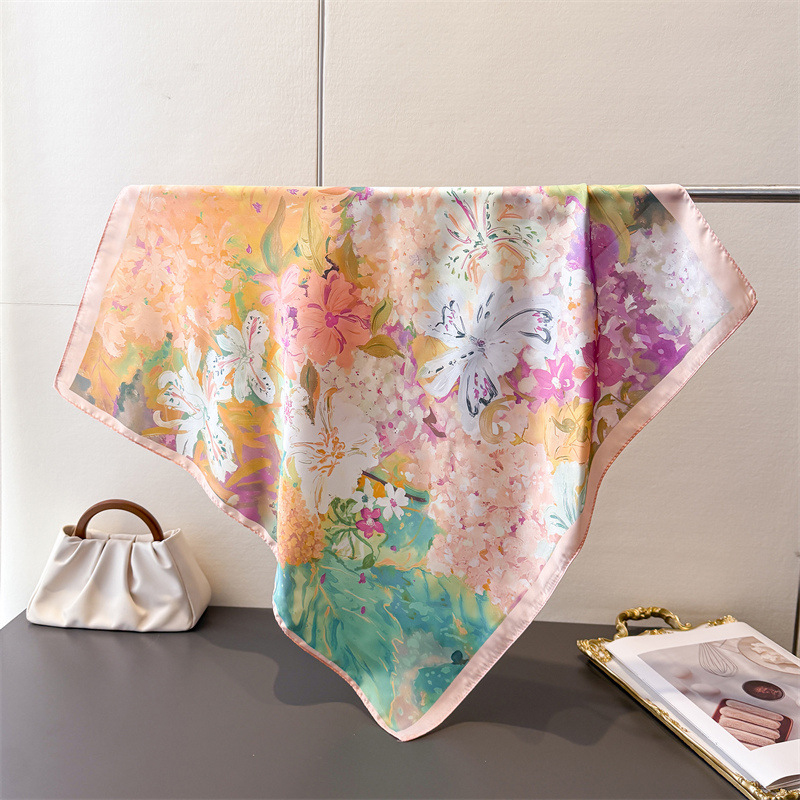 70*70cm Square Silk Scarf for  - Scarf Silk Square บทวิจารณ์และราคา