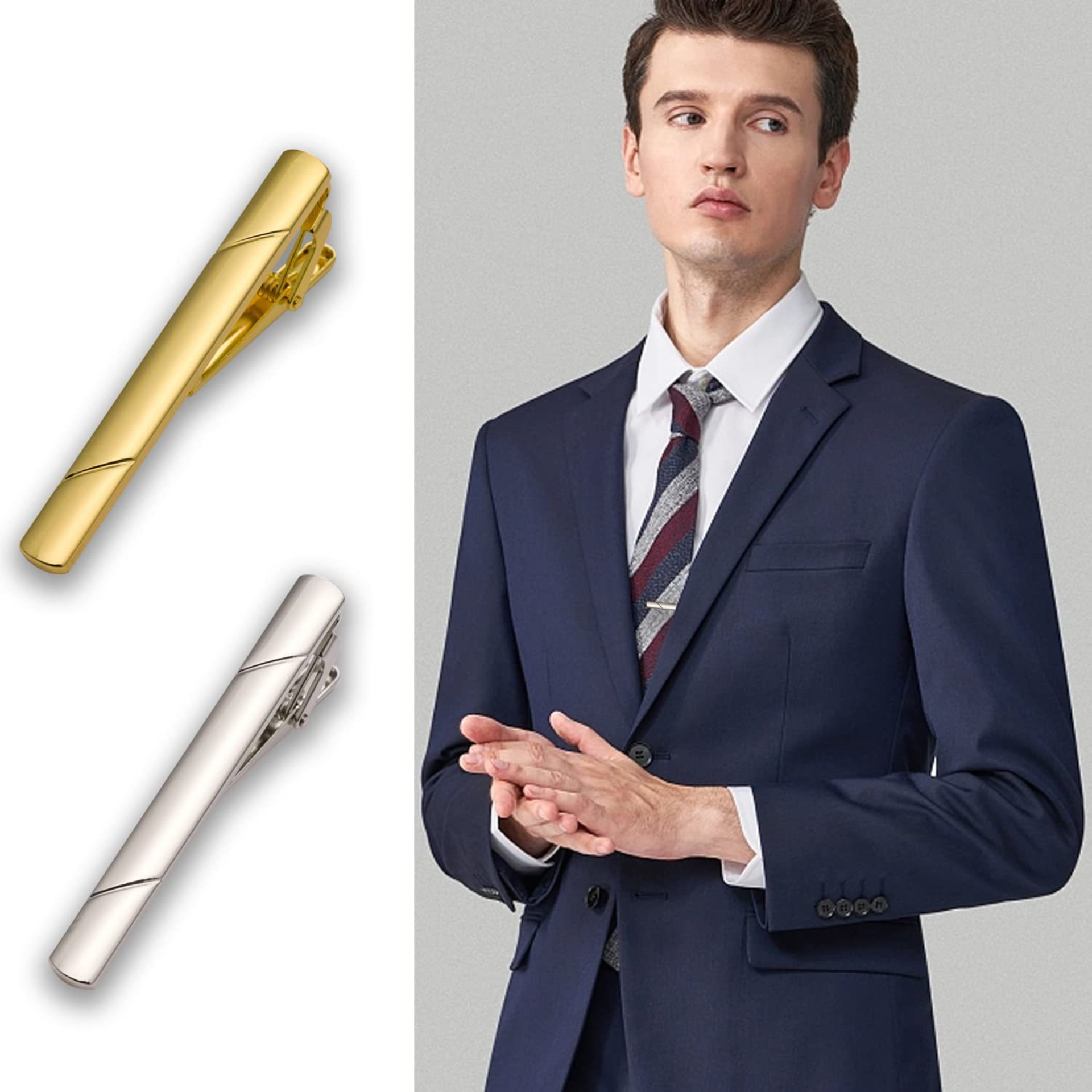 Metal Necktie Tie Clips 1/4/6  - Tie Bar Set Gift บทวิจารณ์และราคา