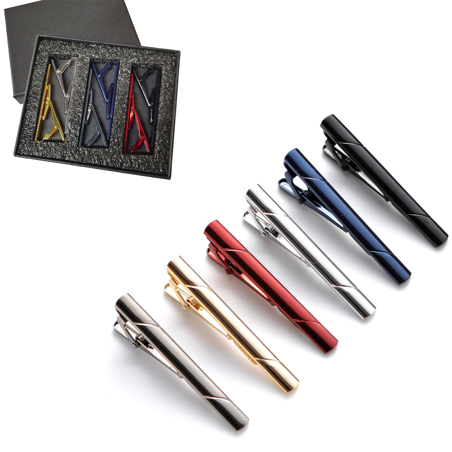 Metal Necktie Tie Clips 1/4/6  - Tie Bar Set Gift บทวิจารณ์และราคา