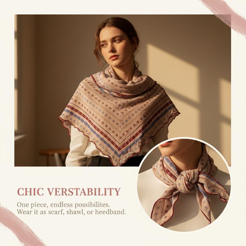 Cotton Linen Triangle Scarf Ca - Bandana Cotton บทวิจารณ์และราคา