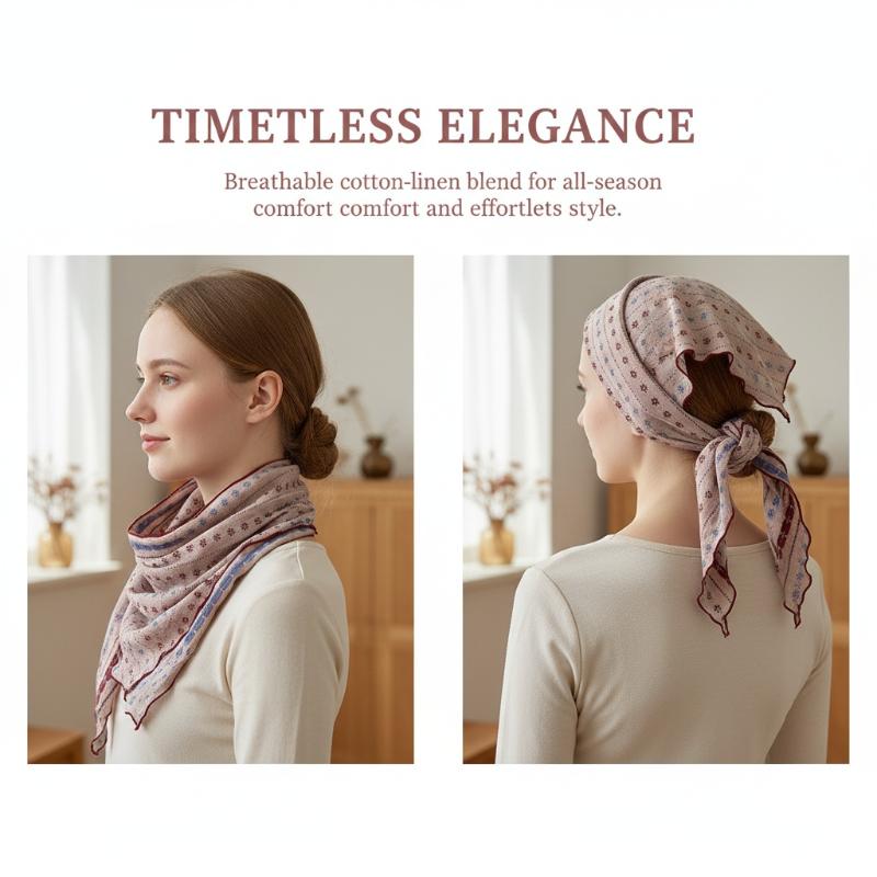 Cotton Linen Triangle Scarf Ca - Bandana Cotton บทวิจารณ์และราคา