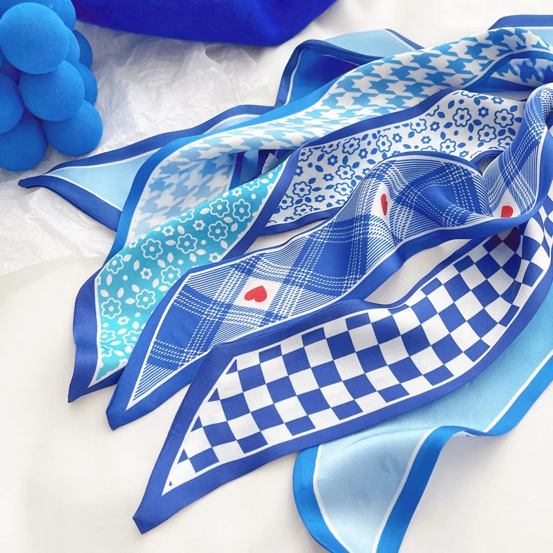 Klein blue silk scarf new chec - Ascot Neck Scarf บทวิจารณ์และราคา
